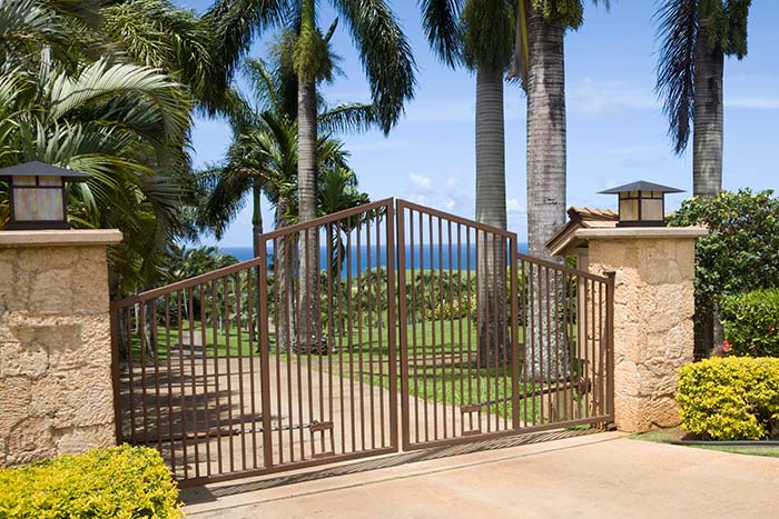 electric gate in tropical community
